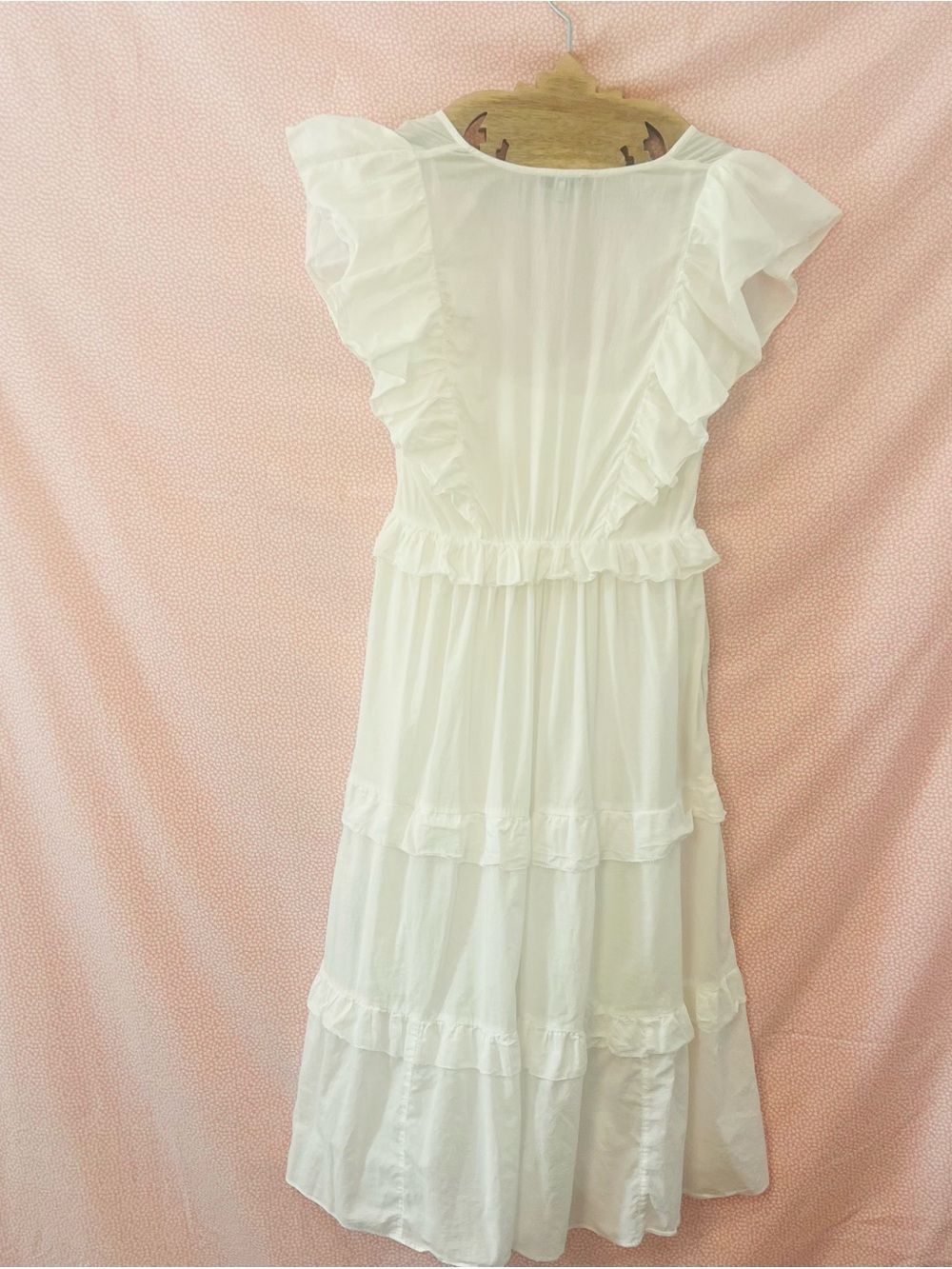 J.Crew Re-Imagined White Cotton Tiered Ruffle Midi Dress XS - Picture 3 of 6